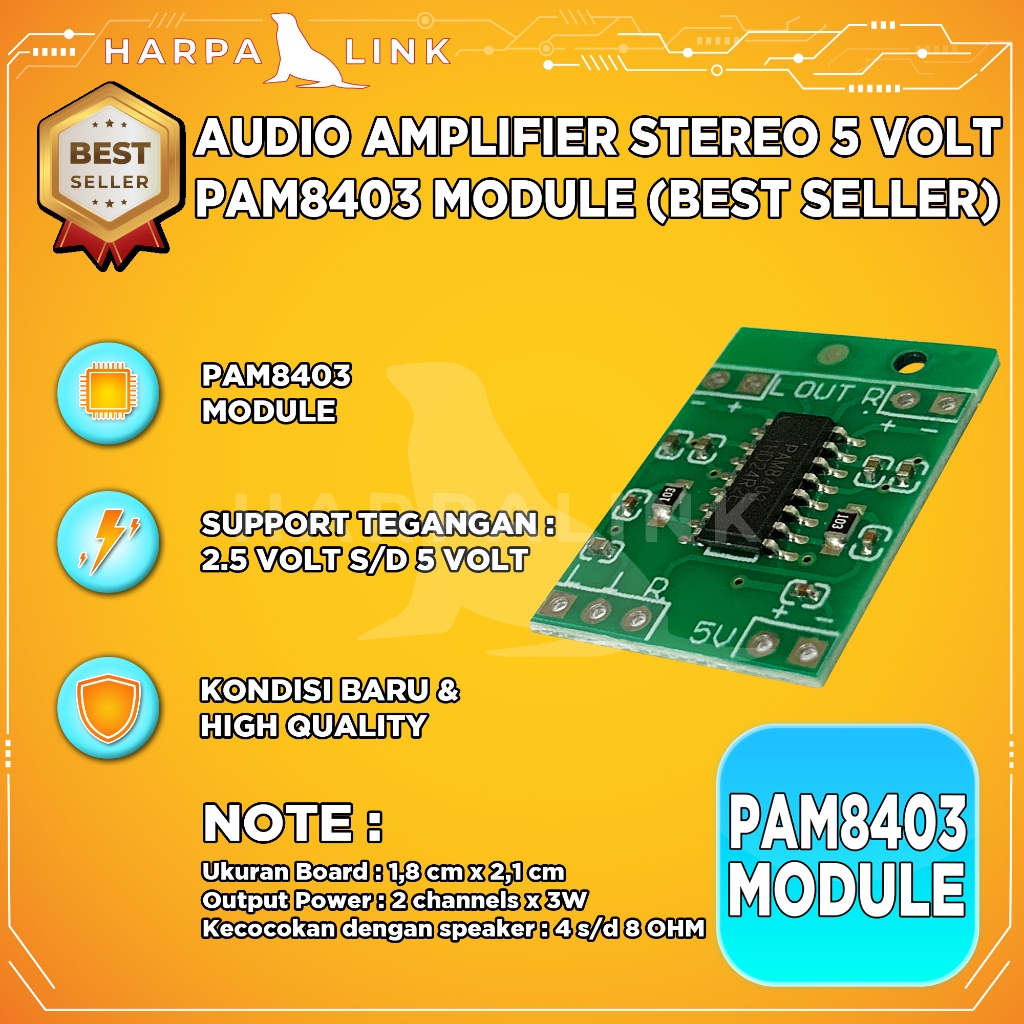 PAM8403 Mini Digital Audio Amplifier Class D 2 x 3W 5V DC / Micro PAM8403 5V Audio Amplifier PAM 840