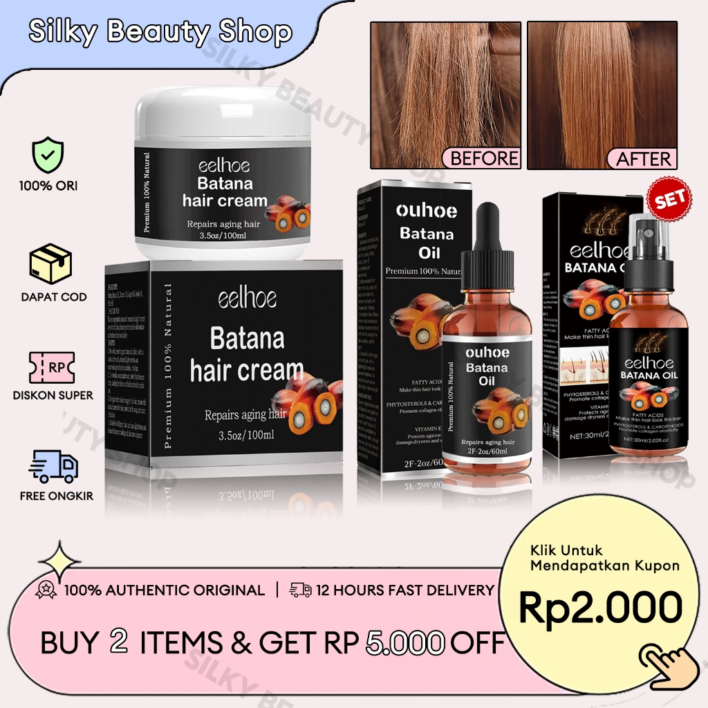 EELHOE Batana Oil 100ml Batana Hair Cream 100% Batana Oil Anti Botak Hair Growth Batana Hair Mask