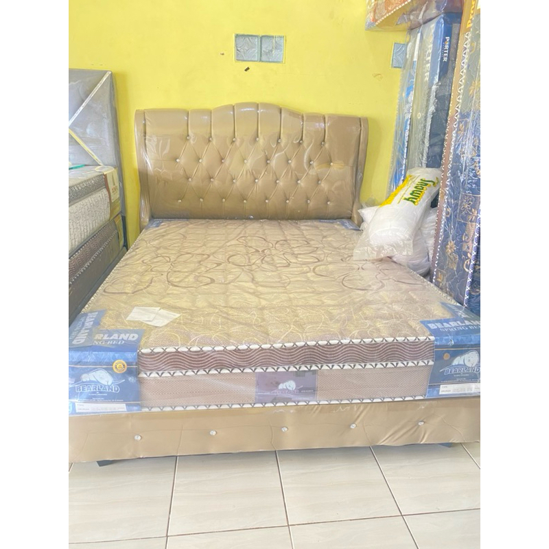 satu set dipan sandaran dan springbed bearland lis 3 ukuran 160x200 termurah promo