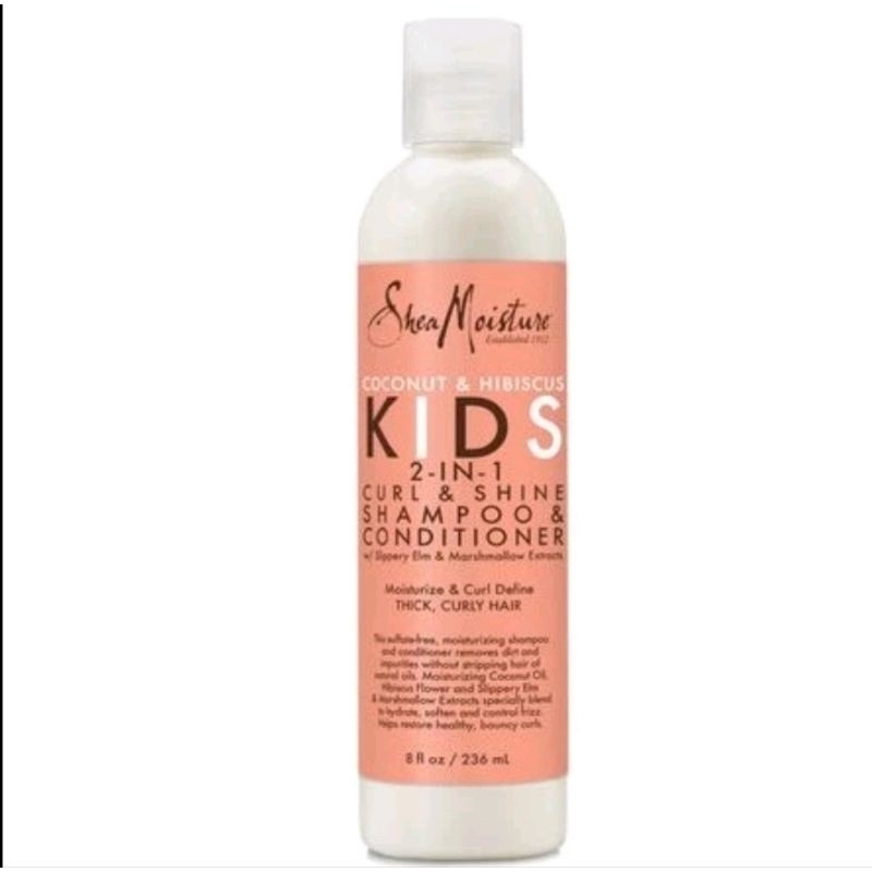 Sheamoisture kids coconut & hibiscus 2 in 1 curl & shine shampoo & conditioner 236ml