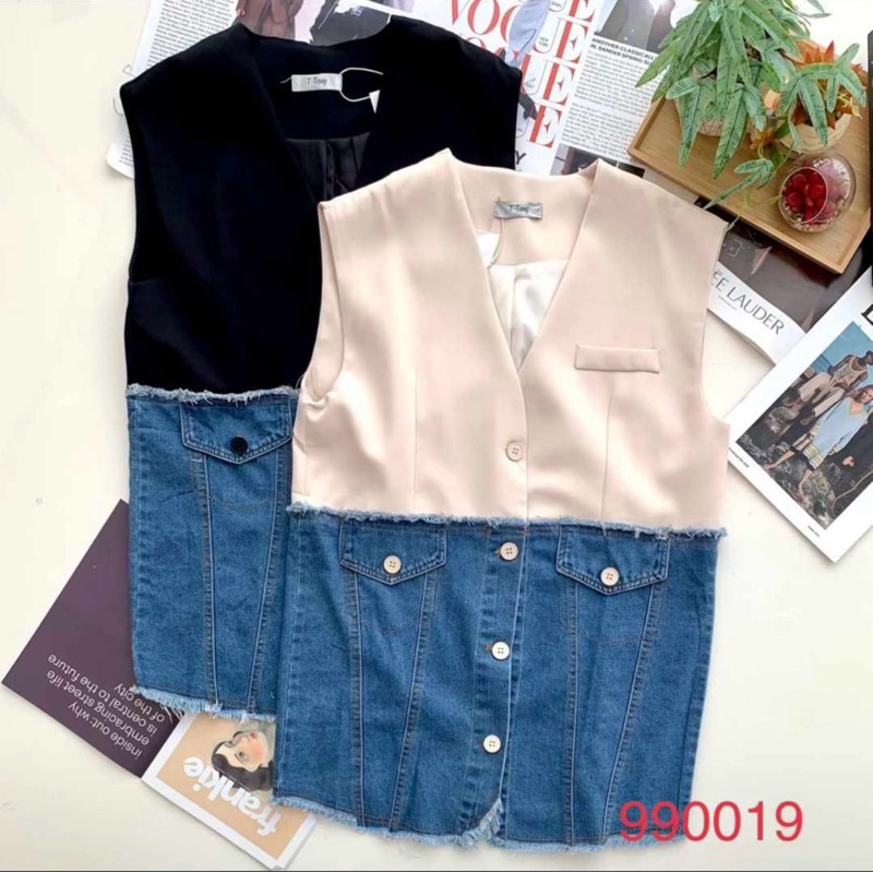 vest jeans mix katun blazer po an cindooong