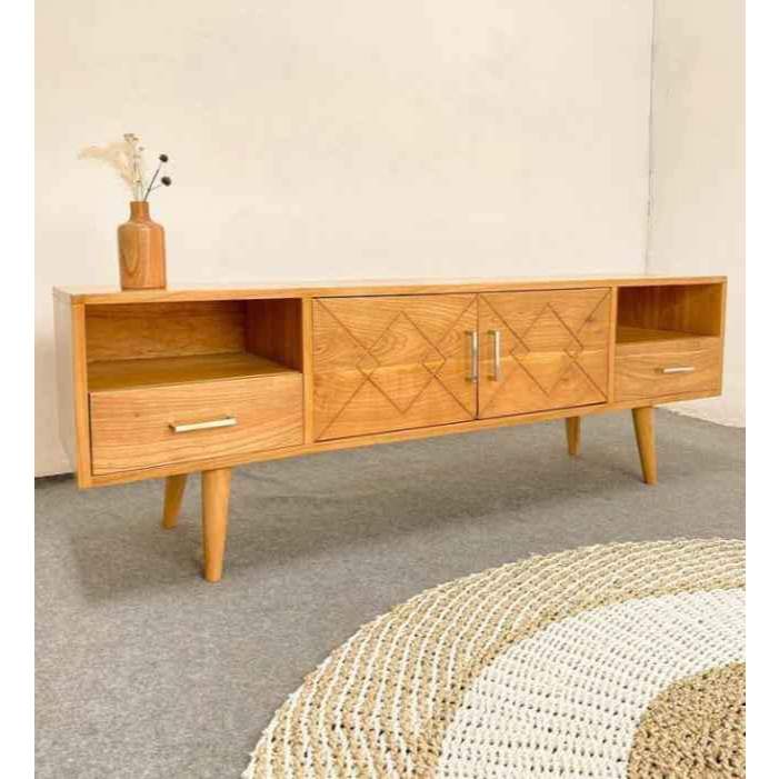bofet retro kayu jati pintu 2 laci 2