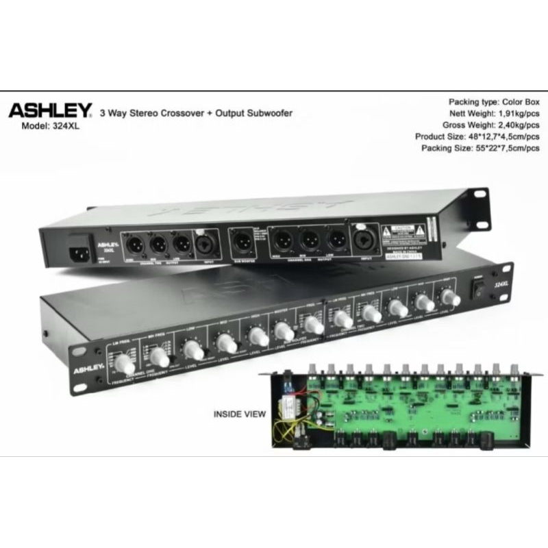 Crossover ASHLEY 324XL + SUBWOOFER Original Komponen MACRO