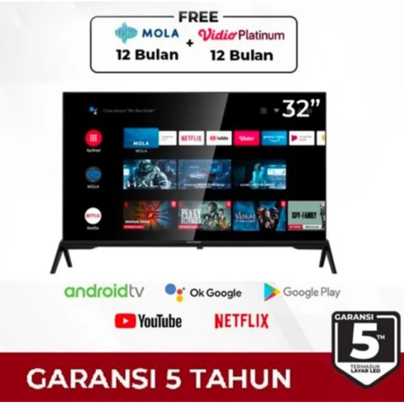 (Khusus Wilayah Palembang) Polytron Smart Cinemax Google TV 32inch PLD 32RG 9059, LED TV 32 Inch Pol
