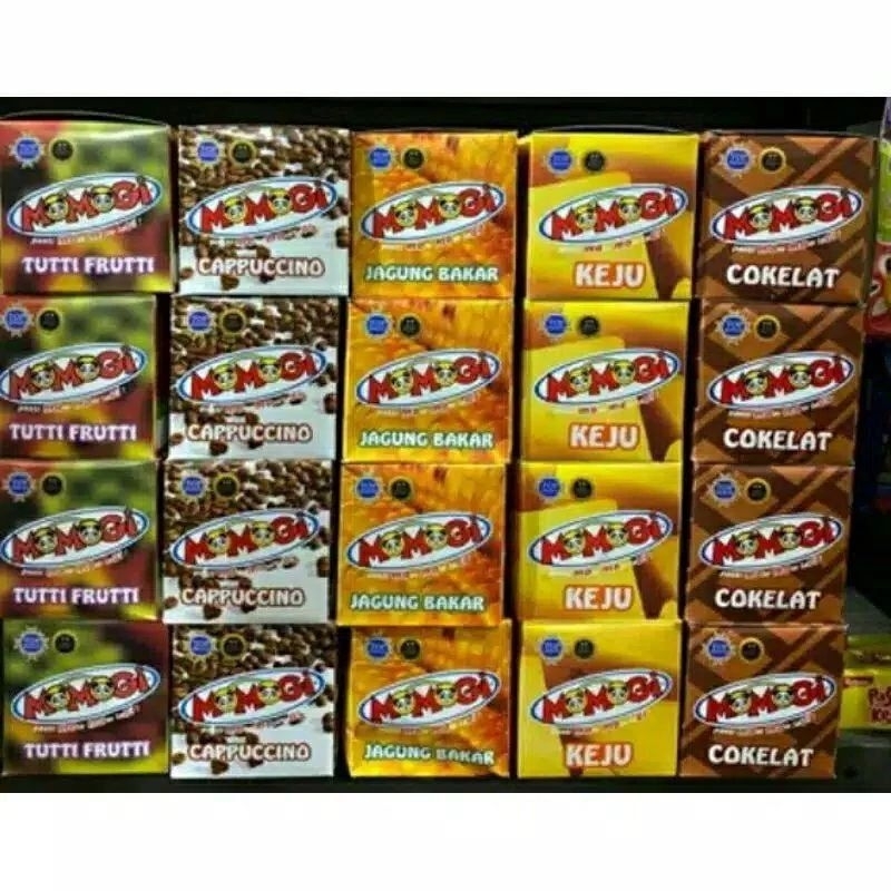 

Wafer Momogi jagung bakar 1 box momo gi coklat tuttifruti keju cappucino