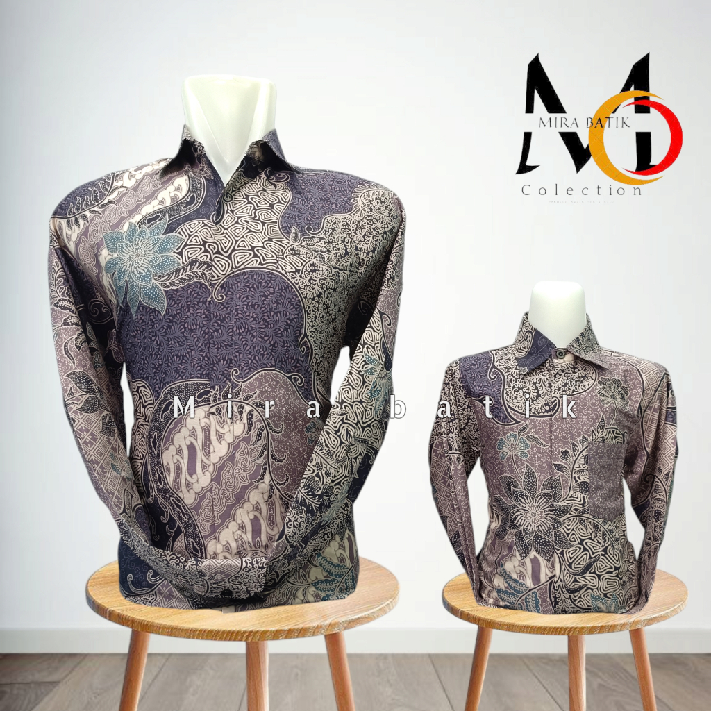 batik couple ayah anak warna taro new bahannya katun premium berfuring hero cod /batik pasangan keba