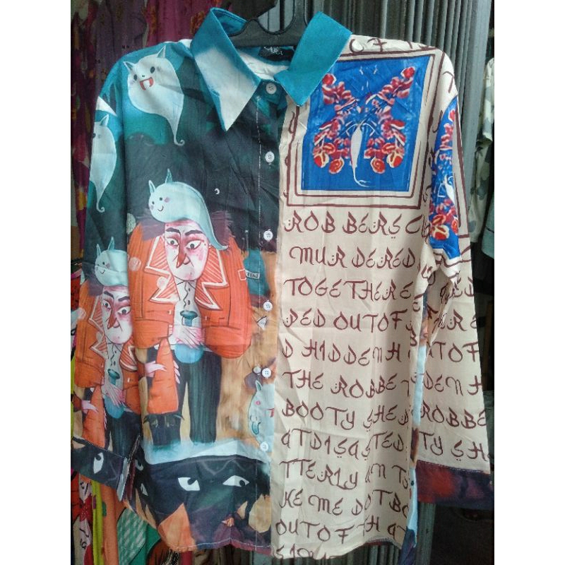 kemeja zara wanita lengan panjang