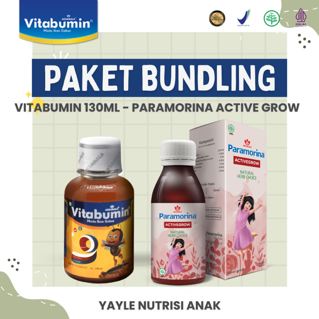 Vitabumin 130ml + Paramorina Active Grow 100ml | Solusi Nafsu Makan dan Tumbuh Kembang si Kecil