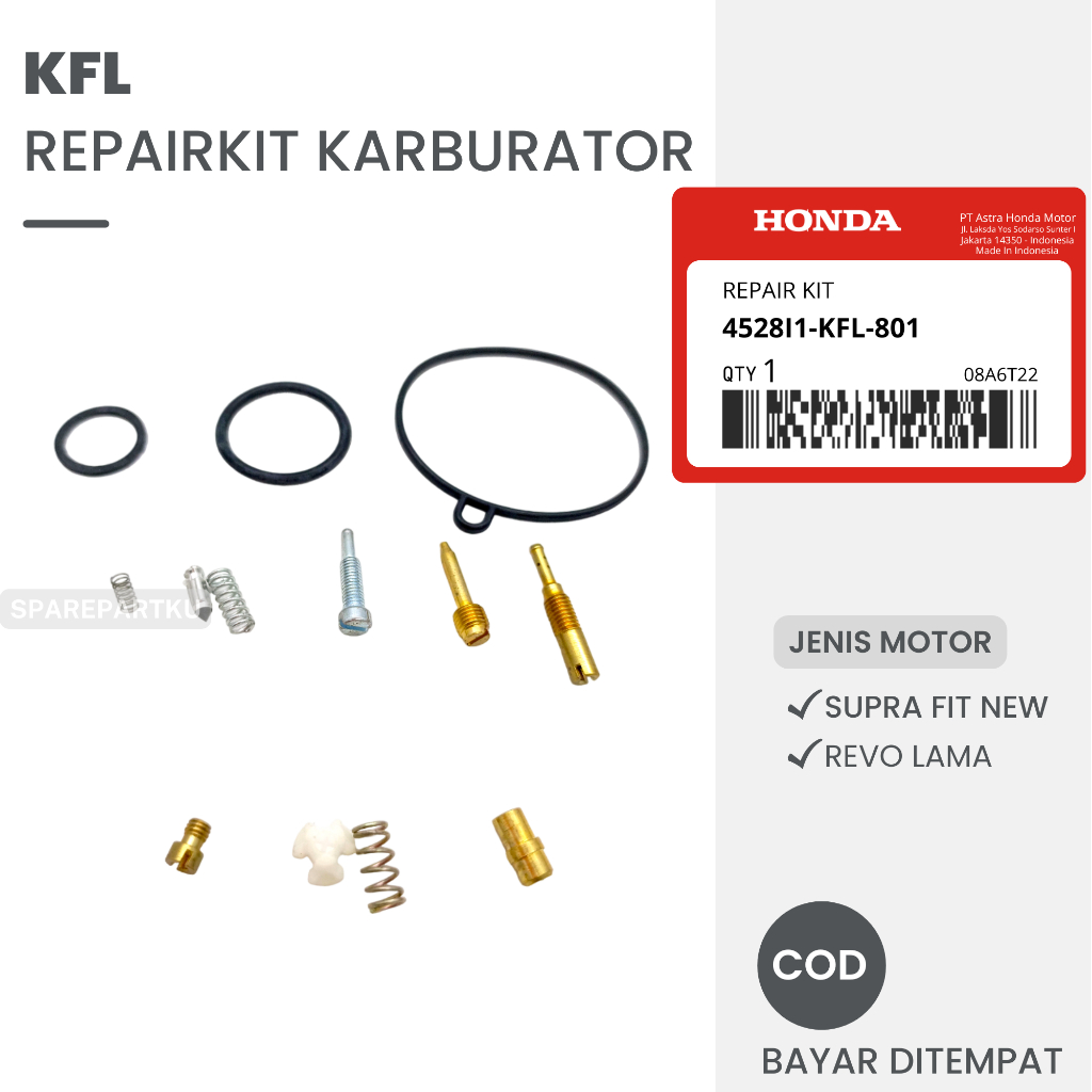 KFL REPAIRKIT/ REPAIR KIT HONDA SUPRA FIT NEW, REVO LAMA/ REPAIRKIT KARBURATOR DALEMAN KARBU/ SET