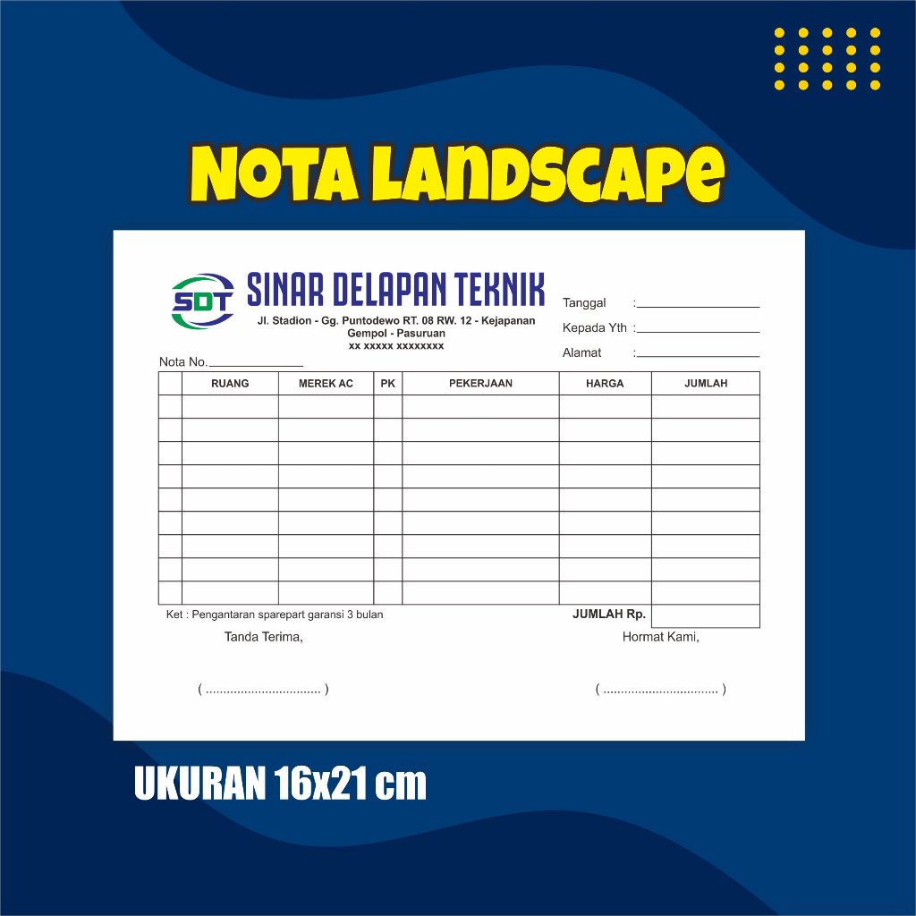 

H7Y Nota Custom 1 Ply 2 Ply 3 Ply Satuan 1/2 Folio Isi 100 Dan 150