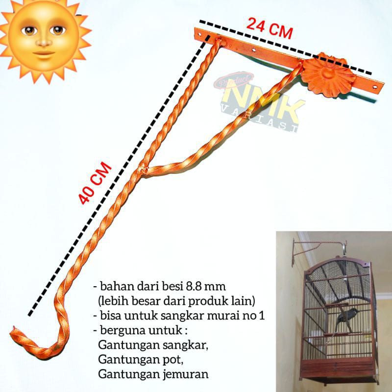 Gantungan Dinding Sangkar Burung / cantolan kandang besi besi ulir burung 40 cm Murah