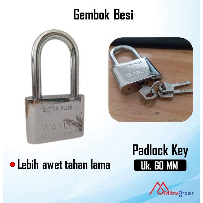 Gembok Putih Leher Panjang / Pendek 60mm Crome