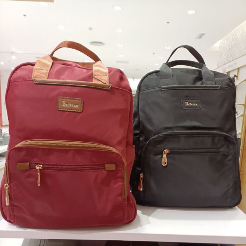 Bellezza BHW220 Original Store Tas Wanita Ransel Backpack Parasut Nylon Laptop Ringan Kerja Travel