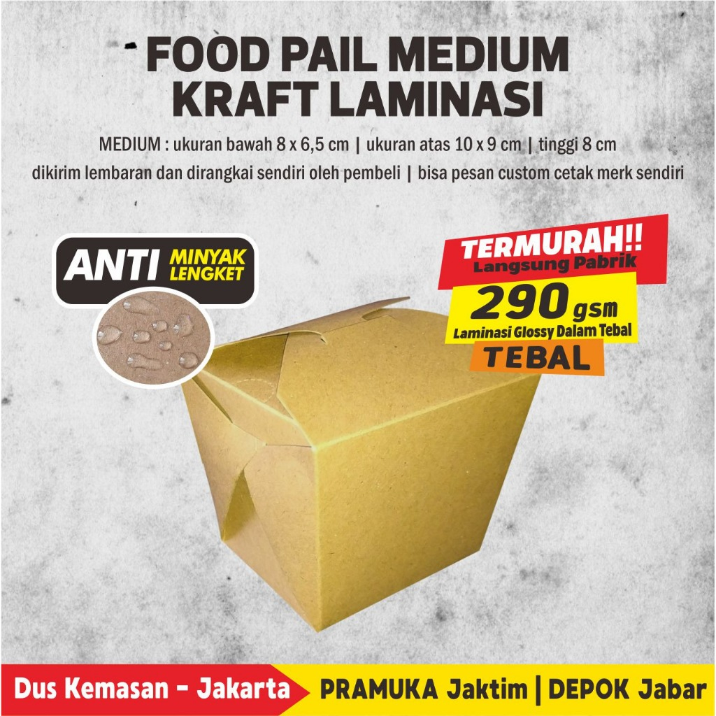 Food Pail | Pail Box Medium Polos Kraft Laminasi
