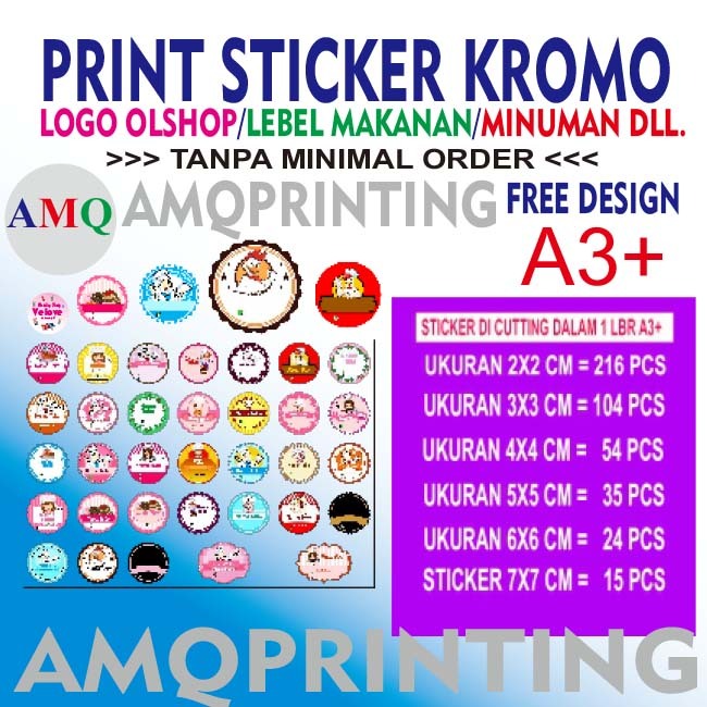 

STICKER KROMO/LOGOOLSHOP/LEBEL MAKANAN/KOSTUM A3+ SUDAH DICUTTING
