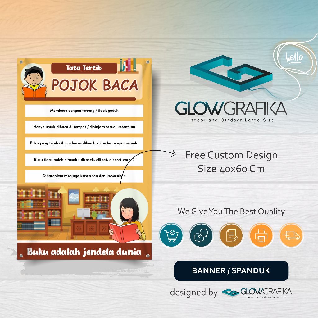 Cetak Spanduk Banner Tata Tertib Pojok Baca