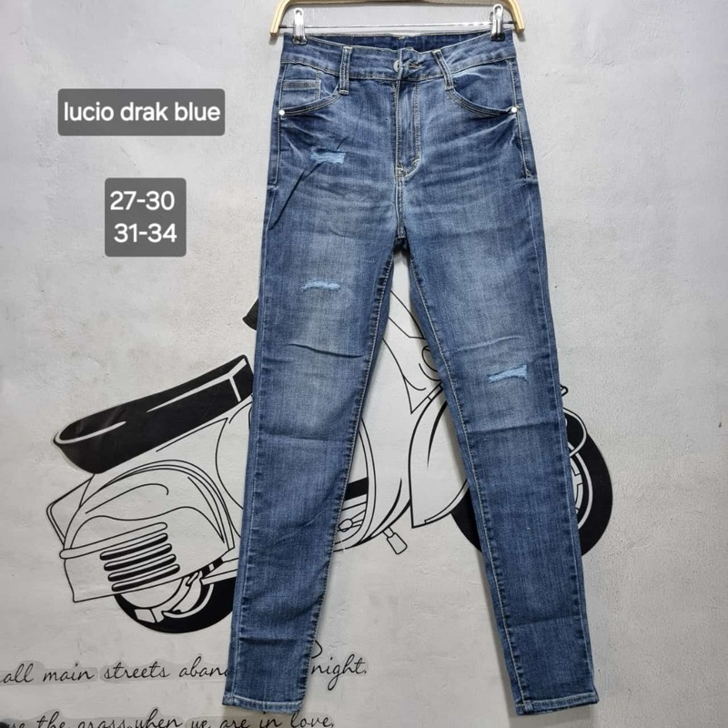 BEST SELLER  CELANA JEANS WANITA SKINNY DOMINANT LUCIO DARKBLUE PREMIUM 