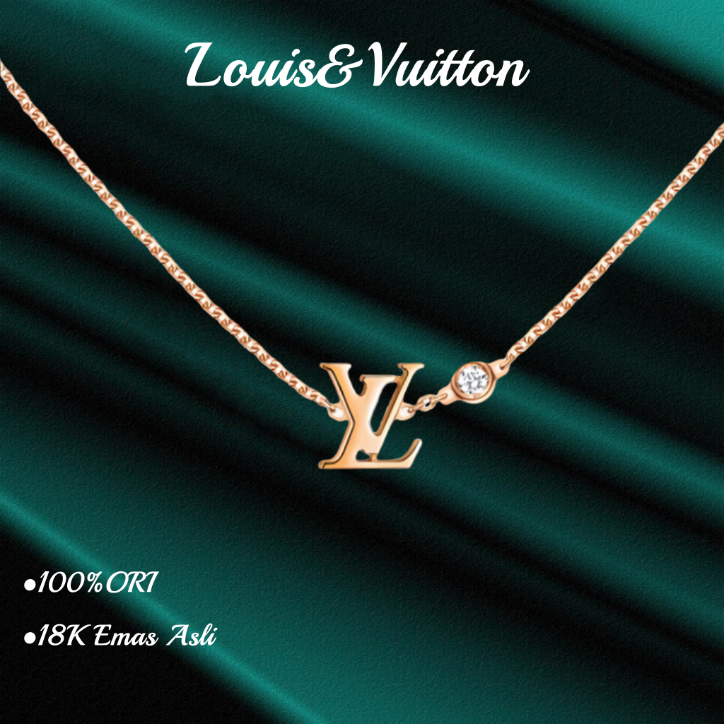 【18K emas asli/100%ORI】LV Louis&Vuitton Letter Kalung Wanita/Kalung berlian emas 18K