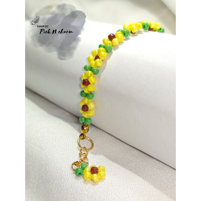 GELANG MANIK BUNGA MATAHARI/AKSESORIS GELANG MANIK/MATAHARI/MANIK PASIR