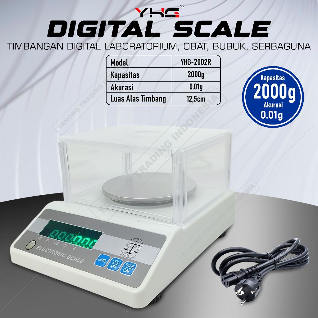 Chiopalming Timbangan Digital 2000g 2kg 0.01g Timbangan Laboratorium Lab EmasBubuk Serbuk Cairan