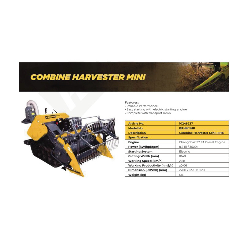 Combine harvester mini Krisbow