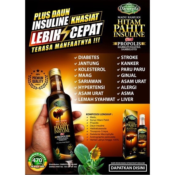 

Madu HITAM PAHIT Insulin DARUSYIFA PLUS Propolis