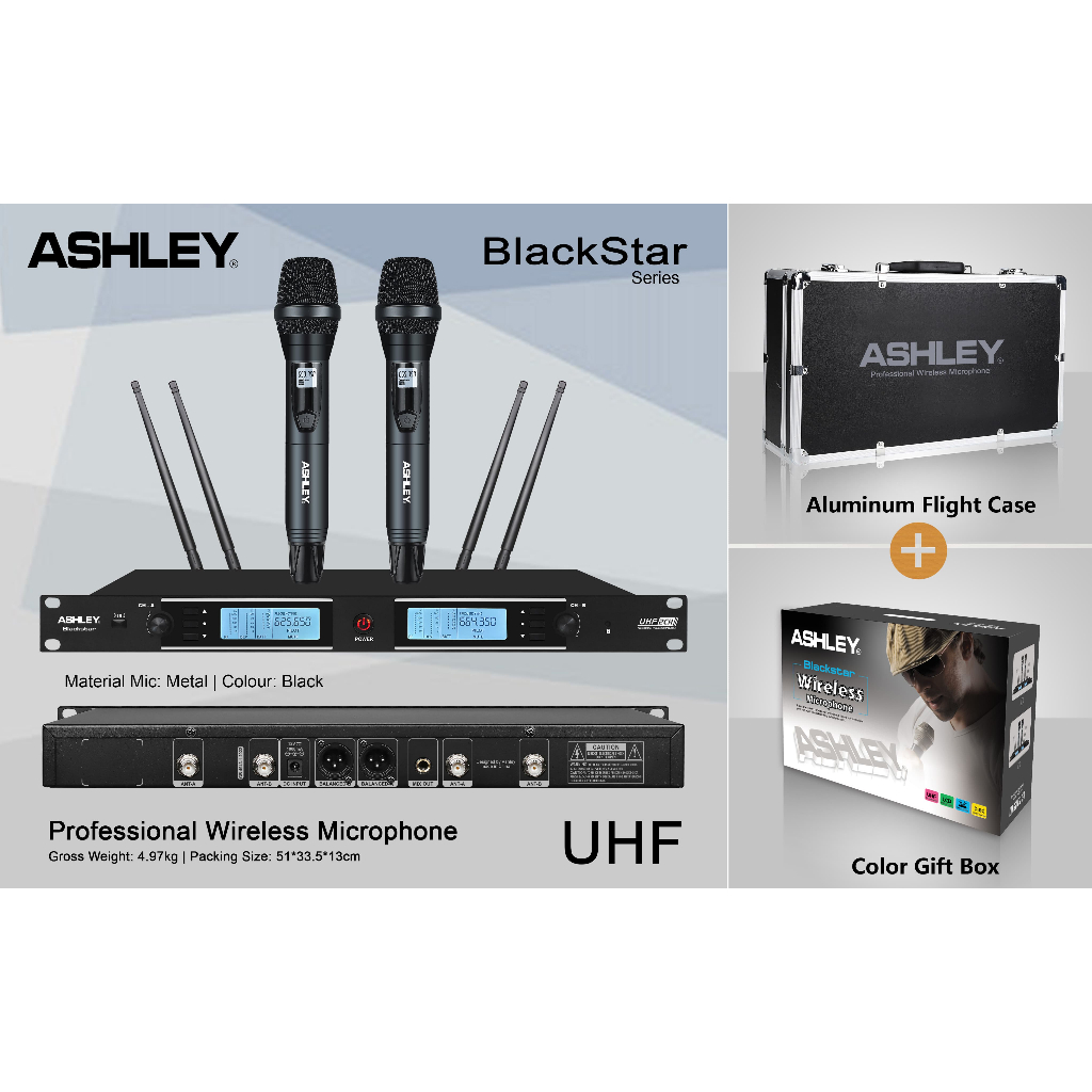 Microphone Wireless Ashley Blackstar Original (isi 2 Mic Pegang)