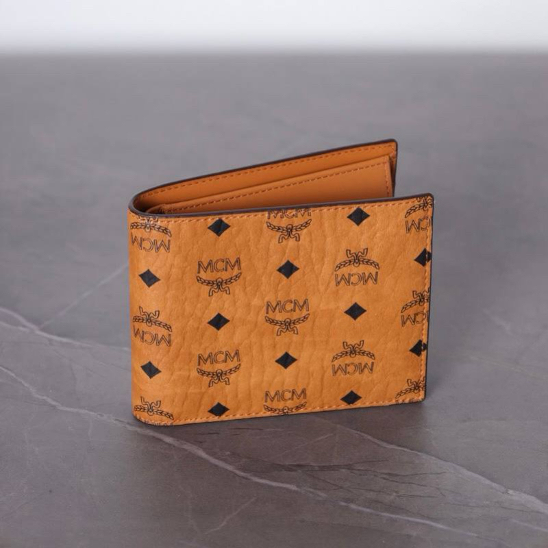 Original MCM Small Bifold Wallet with Coin Pocket Pouch in Visetos