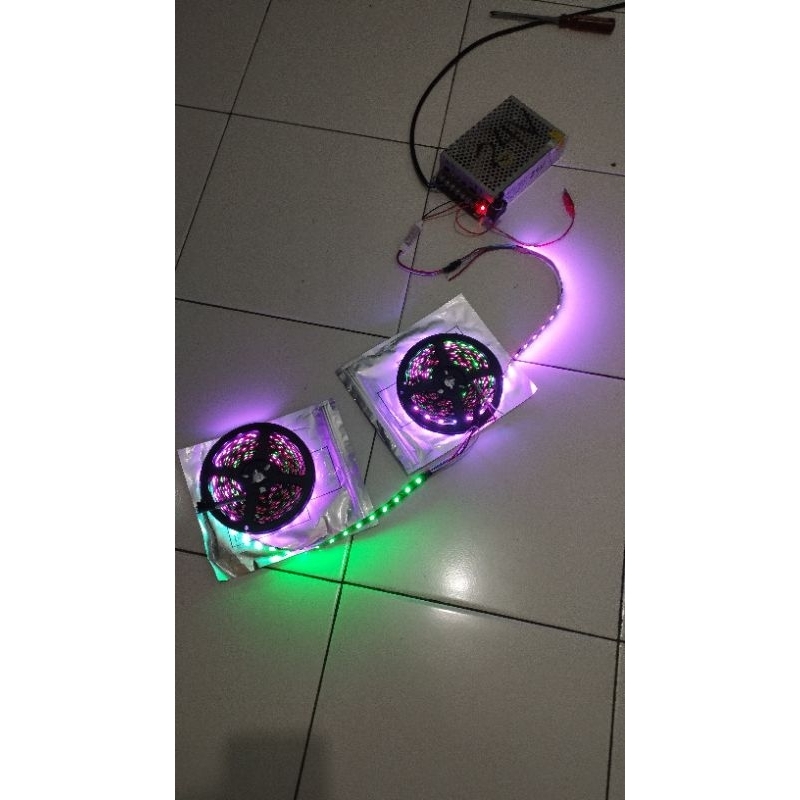 Led aquarium kaca depan bus rgb + remot 24v