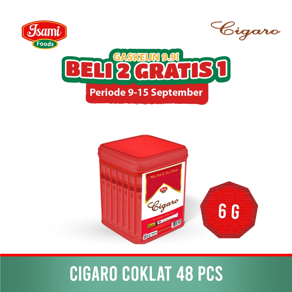 Cemilan Enak Cigaro Wafer Roll Isi Krim Cokelat 6 gr x 48 pcs