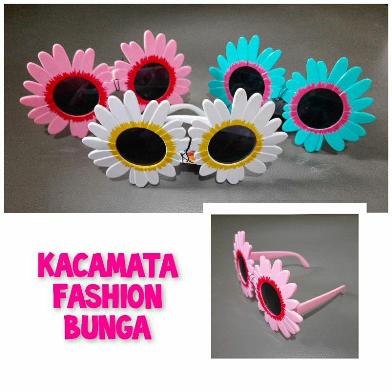 Kacamata anak hitam gaya untuk fashion show pesta foto booth photo box model bunga matahari pink bir
