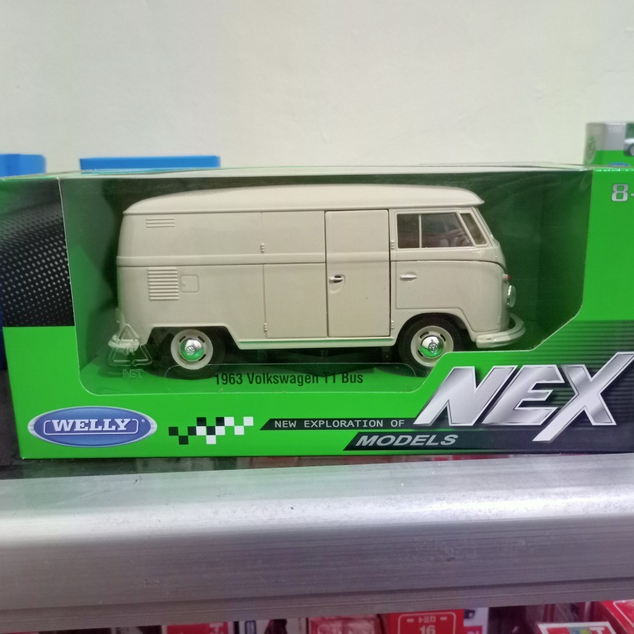 Diecast Volkswagen Bus VW T1 1963 cream Welly 1:24 miniatur bus murah