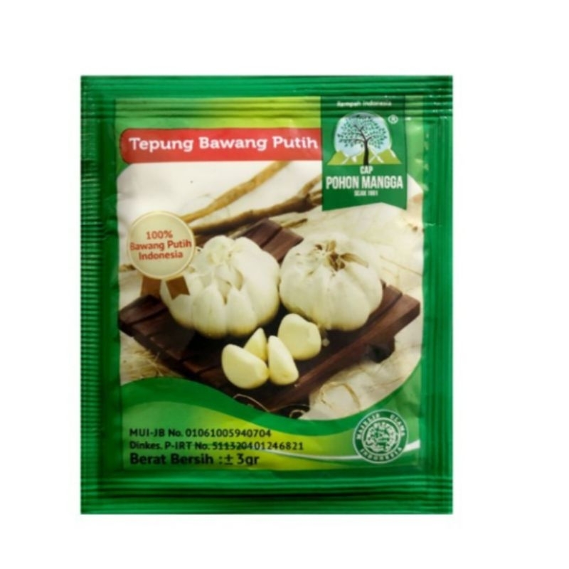 

Bawang Putih Bubuk Renceng cap Pohon Mangga @12pcs