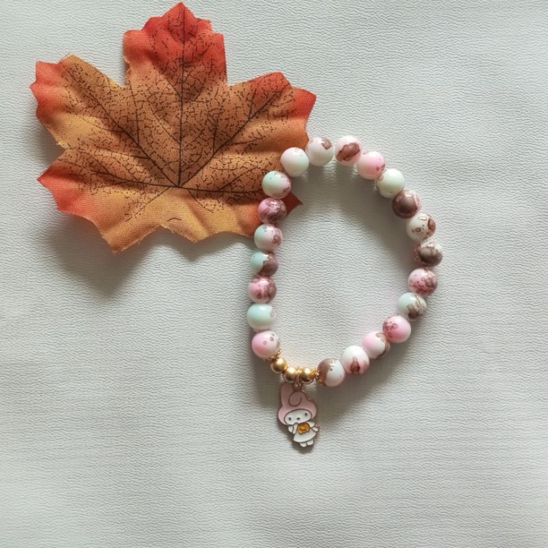 Gelang Tangan Sanrio Melody Pink Anak Giok Karet Gradasi