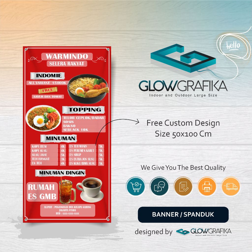 Cetak Spanduk Banner Warmindo Model Merah