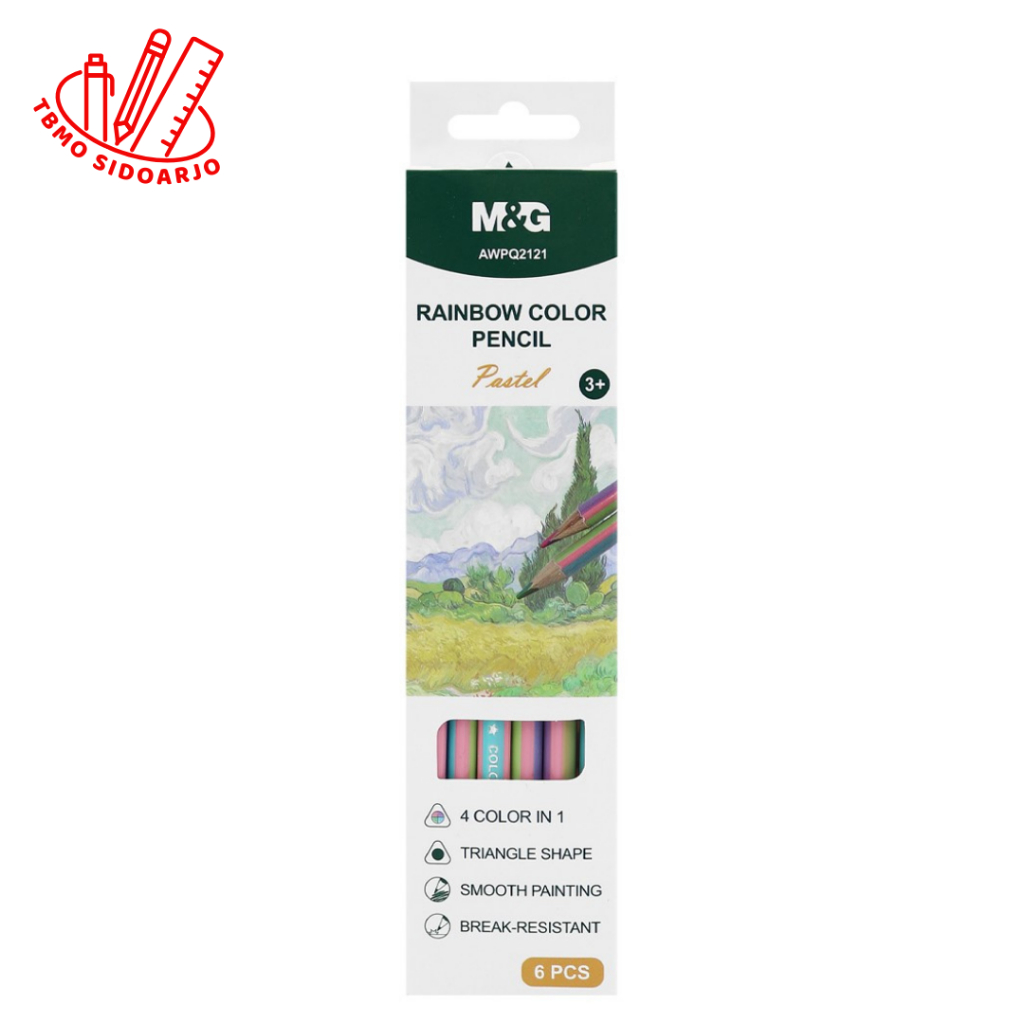 

TBMO M&G Pensil 4 Warna 4in1 Rainbow Color Pencil Pastel Color Isi 6 AWPQ2121
