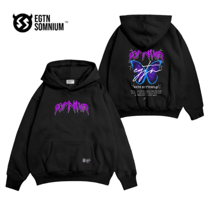 Hoodie SHINOBU Jumper Oversize Pria & Wanita Original Warna Hitam EGTN SOMNIUM