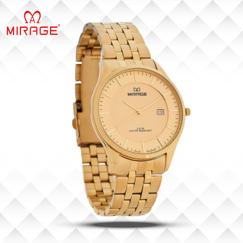 Mirage Jam Tangan Pria Analog 8544 M Gold Original Stainless
