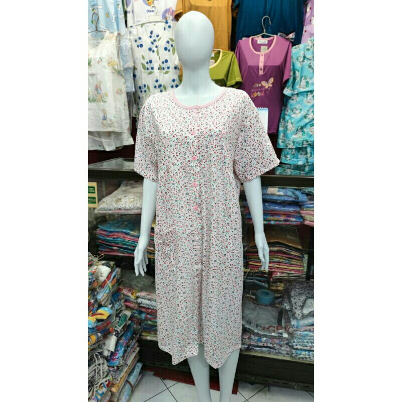 BKH Size Jumbo XXXL (3XL) Daster Tangan Bahan Kaos Kancing Separuh