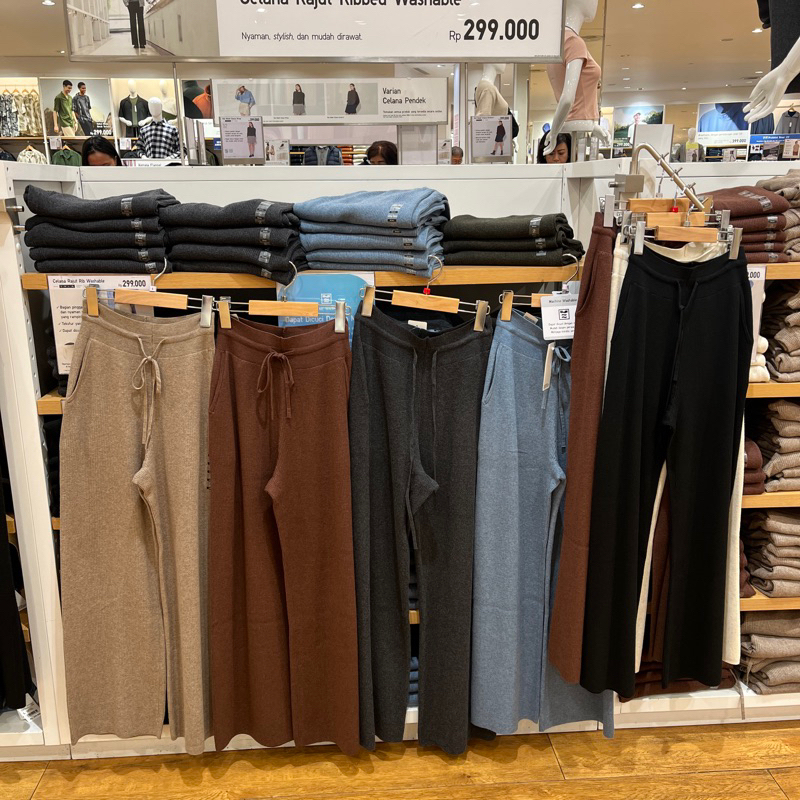 celana knit rajut rib dan cable washable uniqlo sale