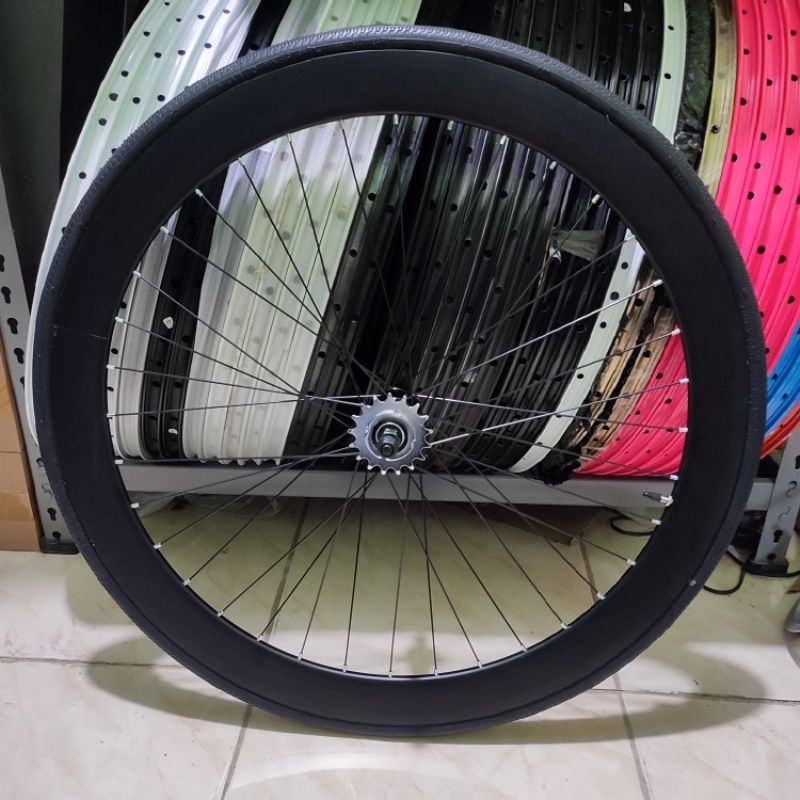 Wheelset belakang 700c lebar samping 5cm - velg 700c lebar 5cm - velg fixie 5cm - velg fixie doltrap