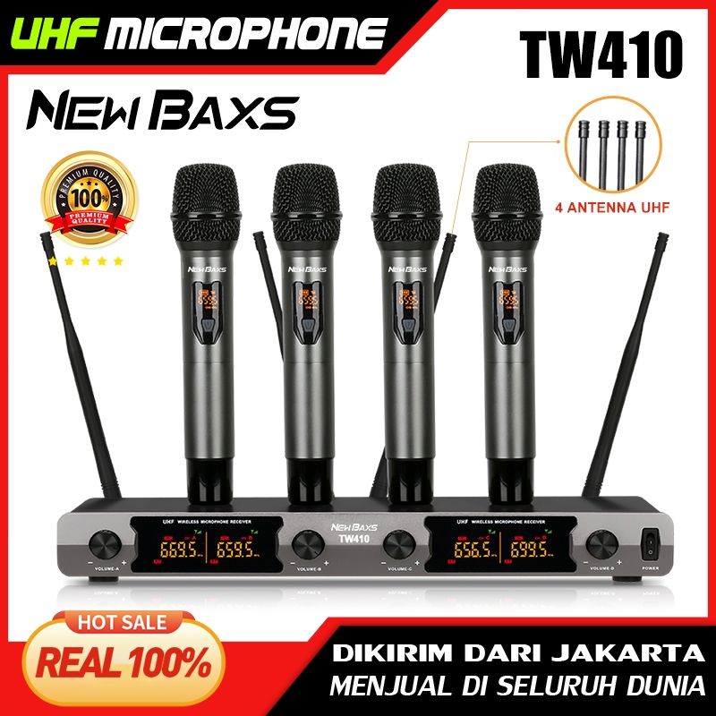 NEW BAXS TW410 Mikrofon Nirkabel SatuTrailer UHF Band 4 4 Mikrofon NirkabelGenggam 4 Mikrofon 4 Salu