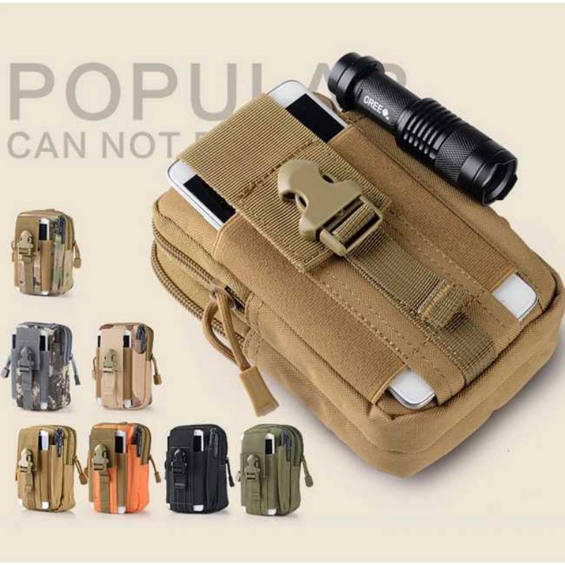 Pouch tas hp tactical holster handphone import hitam cokelat hijau army tas pinggang HP taktis suppo