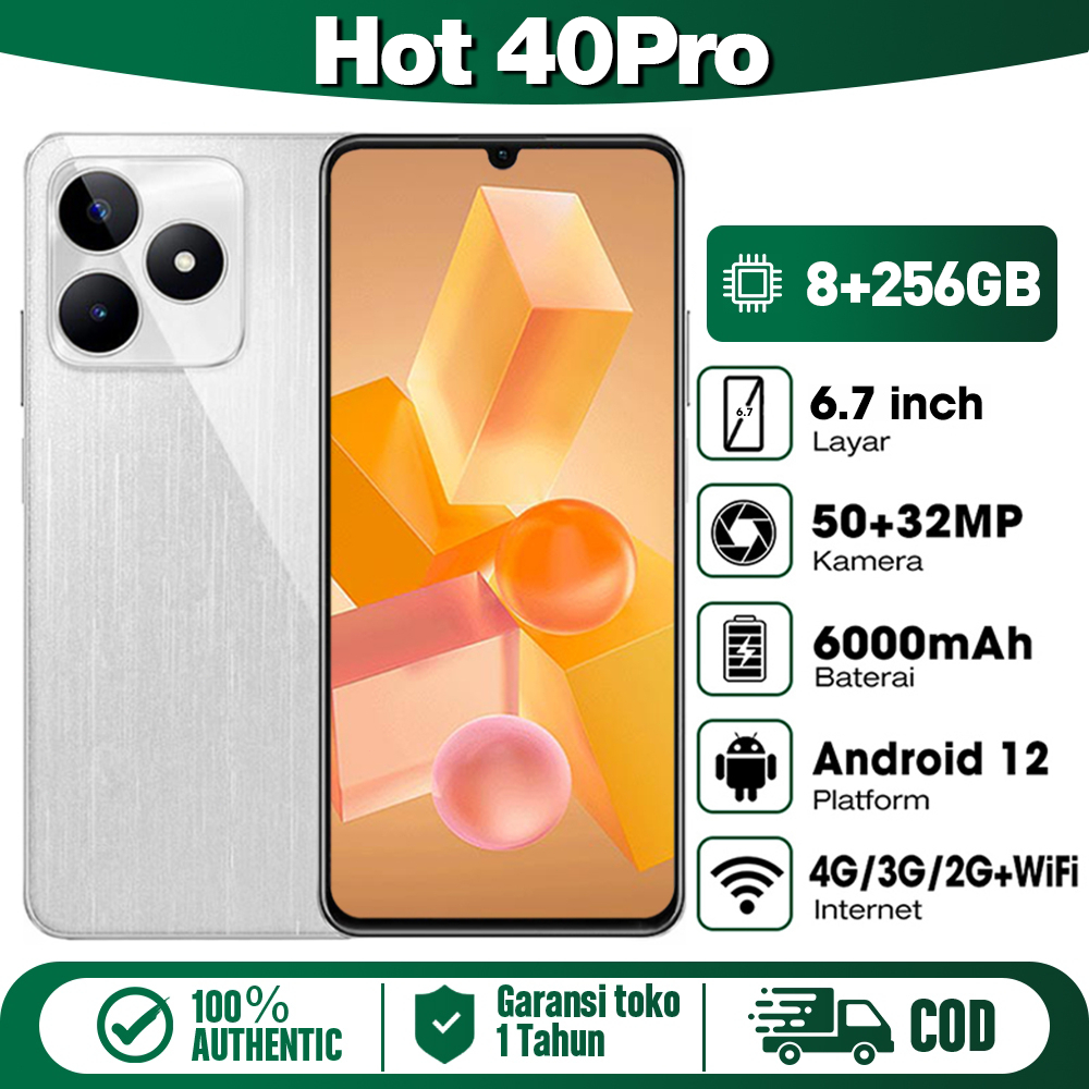 Handphone Android Hot 40pro ram 6/128 8/256 baru 50MP FHD Kamera Smartphone termurah 6000mAh 32+50MP