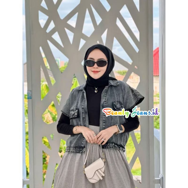 Oversize Cassandra Jacket Rompi Denim Jeans Wanita Jaket Jins Rompi Oversize Kekinian Jaket Tanpa Le