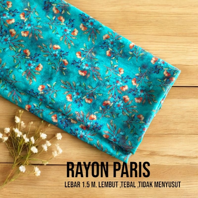 kain katun rayon paris motif bunga / kain katun rayon silk / kain katun motif bunga / kain kebaya / 