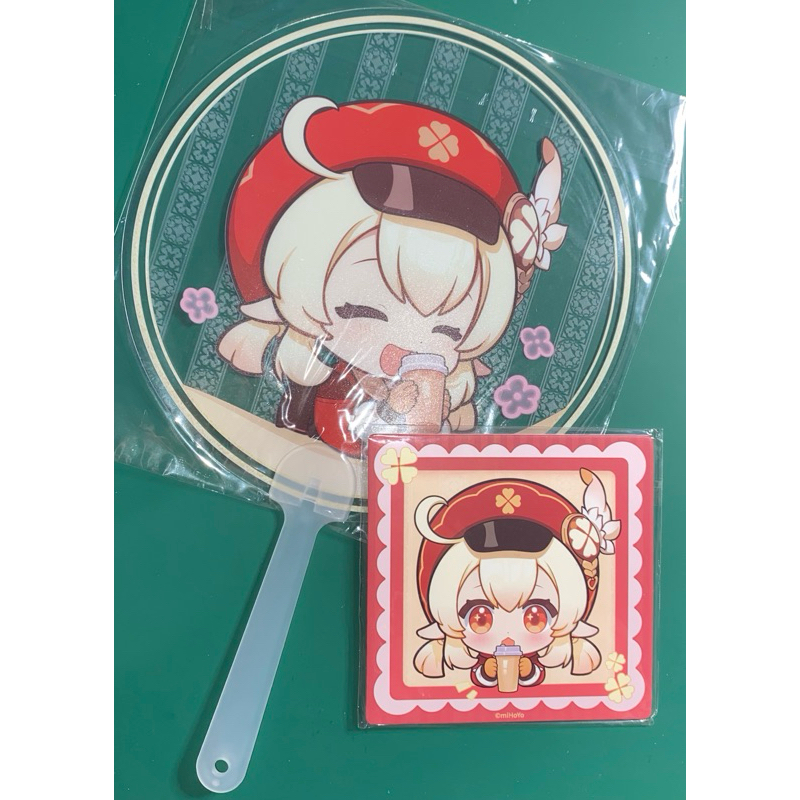 HopHop x Genshin Impact Klee Fan & Coaster. Kipas Klee. Tatakan/Alas Gelas/Cangkir Klee.