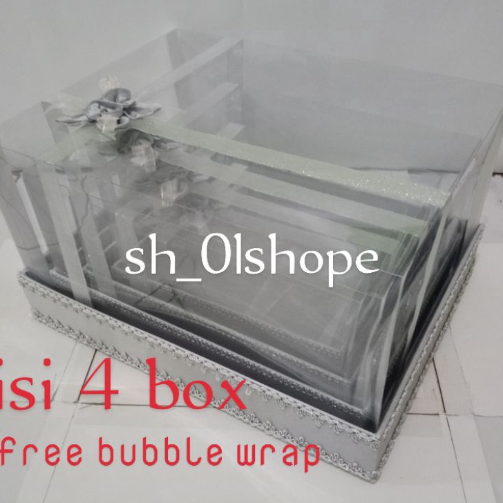 

KUALITAS OKE Kotak Hantaran Pernikahan mika pita silang 1 set isi 4 box ukuran JUMBO