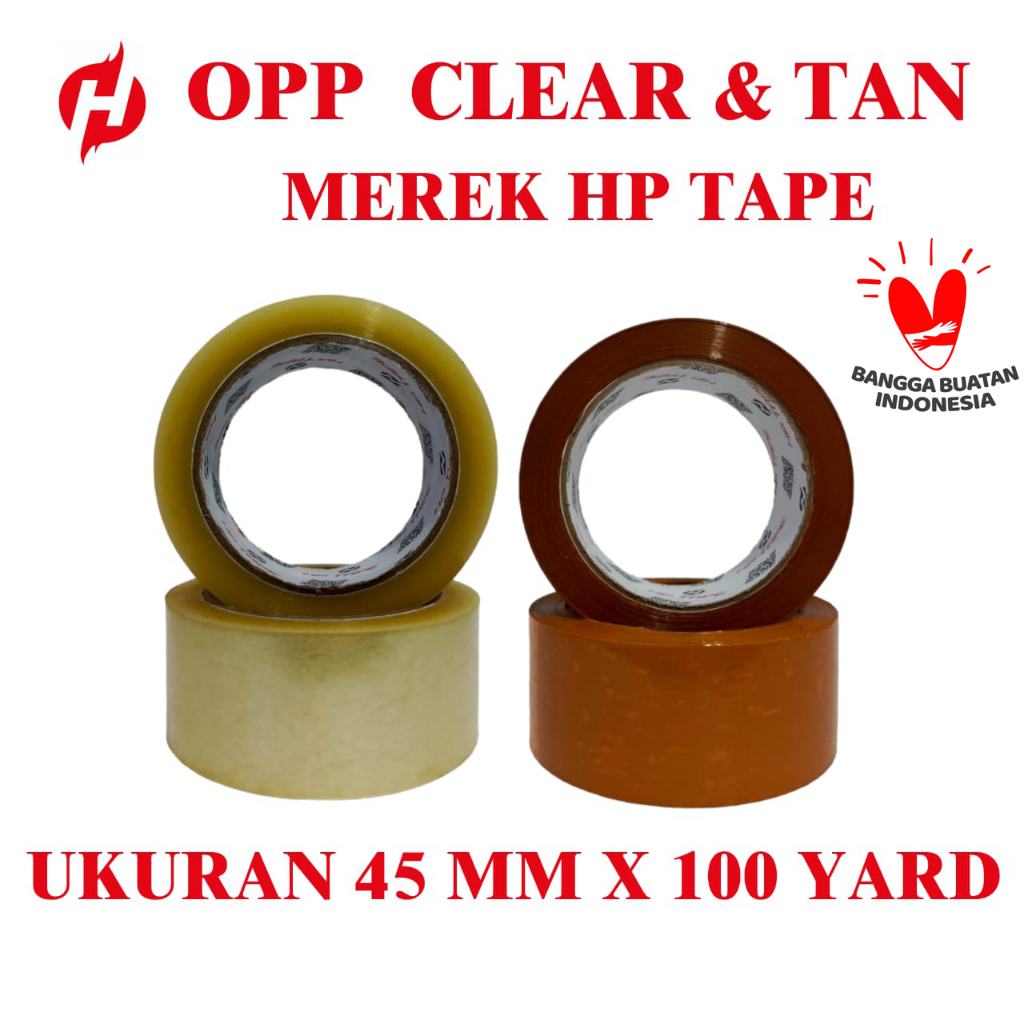 

45 mm x 100 Yard Lakban HP Tape Bening dan Coklat Bukan MPI Sesuai Foto Hoki Ekonomis 45mmx100Yard