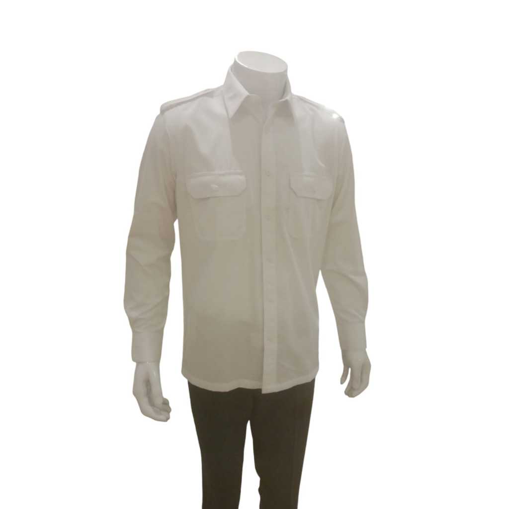 GQ 26252177 KEMEJA PUTIH PANGKAT KANTONG 2 LENGAN PANJANG